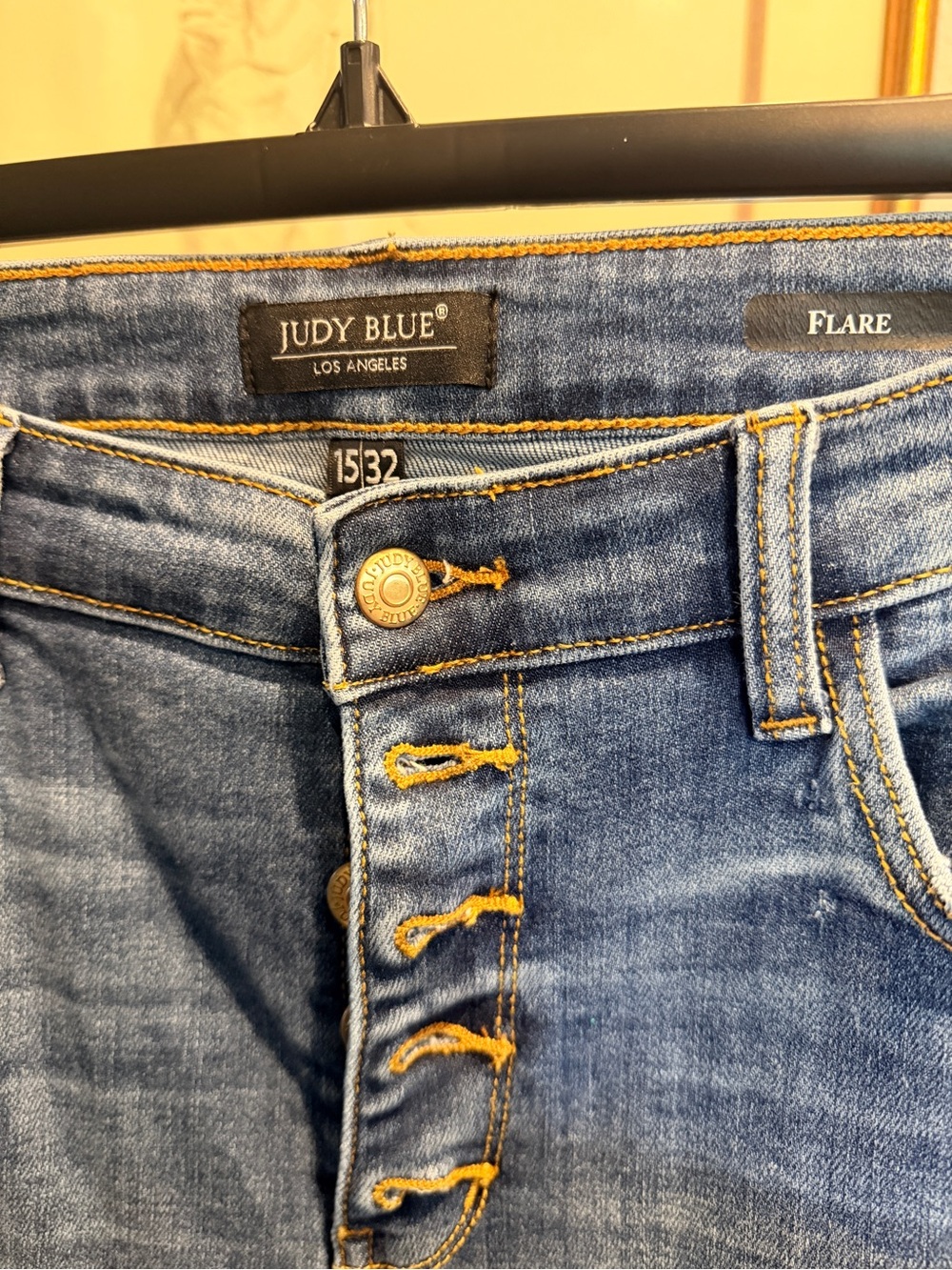 Judy Blue Medium Blue Button-Front Flare Jeans